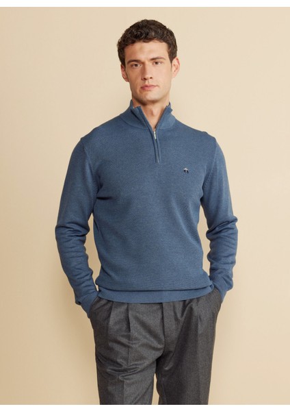 Bato Yaka Standart Mavi Melanj Erkek Kazak BBFW25MKL002