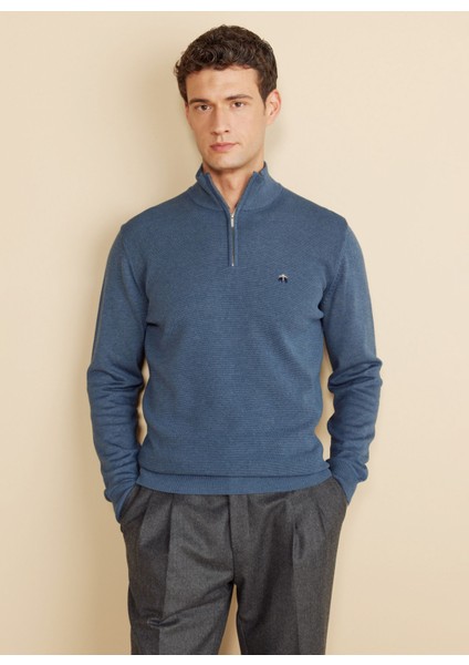 Bato Yaka Standart Mavi Melanj Erkek Kazak BBFW25MKL002 fiyatları