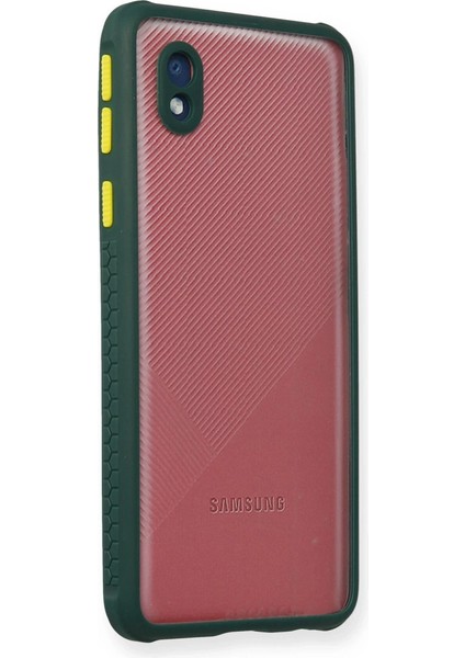 Buğz Samsung Galaxy A01 Core Kılıf Miami Şeffaf Silikon - Koyu Yeşil