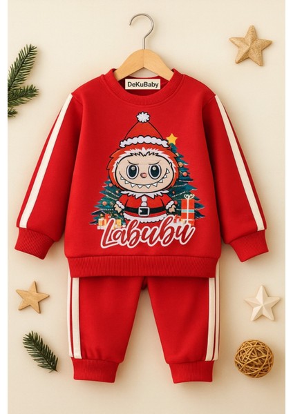 Yılbaşı Temalı Bebek-Çocuk 2'li Eşofman Takımı ( Sweatshirt-Beli Lastikli Eşofman Altı )