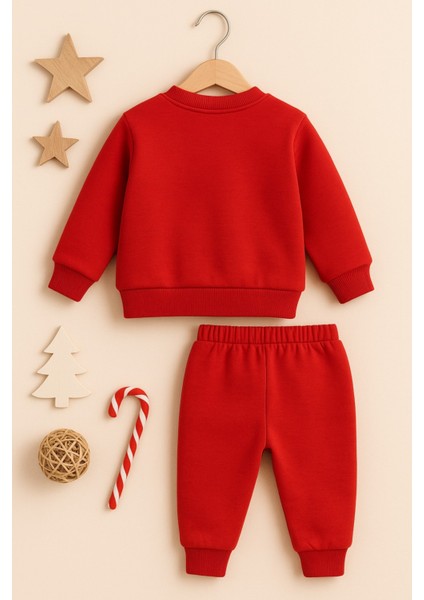 Yılbaşı Temalı Bebek-Çocuk 2'li Eşofman Takımı ( Sweatshirt-Beli Lastikli Eşofman Altı ) modelleri