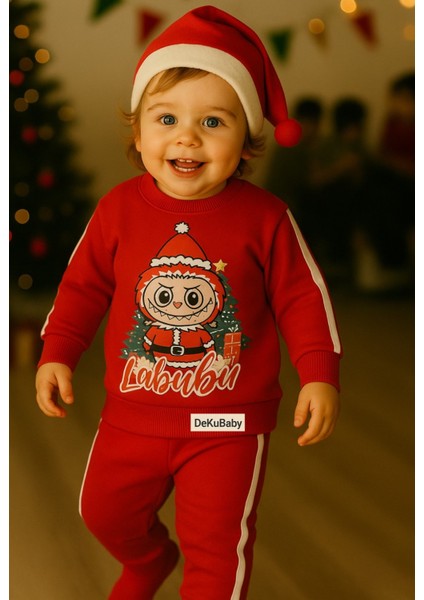 Yılbaşı Temalı Bebek-Çocuk 2'li Eşofman Takımı ( Sweatshirt-Beli Lastikli Eşofman Altı ) fırsatları