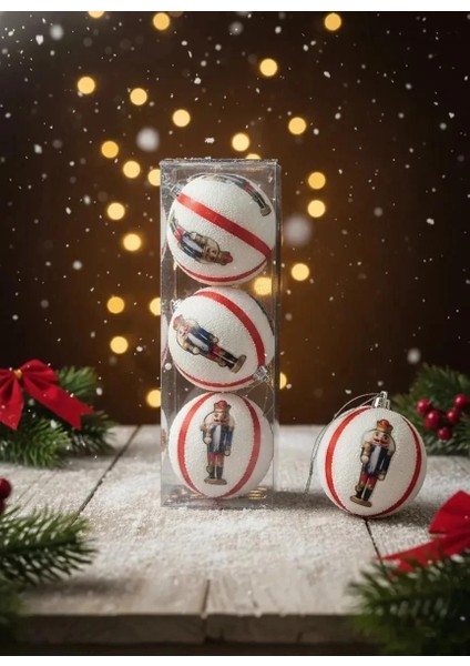 3'lü Kurşun Asker Figürlü Kumaş Yılbaşı Ağacı Süsü Seti 8 cm