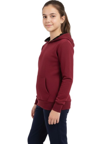 Çocuk Bordo Kapüşonlu Cepli 3 Iplik Kız Erkek Sweatshirt BGL-ST05004 fiyatları