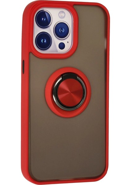 Buğz Iphone 13 Pro Max Kılıf Montreal Yüzüklü Silikon Kapak - Kırmızı modelleri