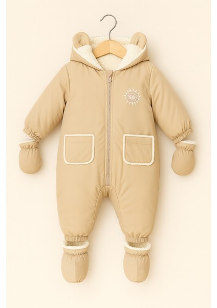 Su Geçirmez, Içi Yumuşak Kürk Astarlı, Cepli, Kapüşonlu Bebek-Çocuk Astronot-Kozmonot Tulum