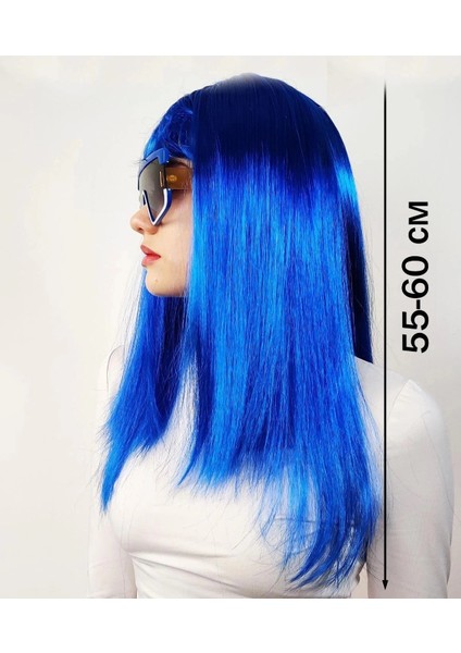 Buğz Mavi Renk Uzun Parti Peruğu fiyatları