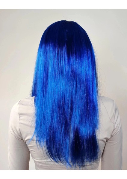 Buğz Mavi Renk Uzun Parti Peruğu modelleri