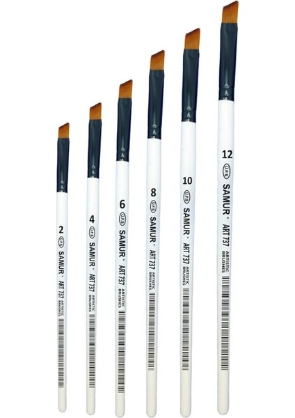 6&apos;lı Yan Kesik Sentetik Akrilik ve Yağlı Boya Fırça Seti