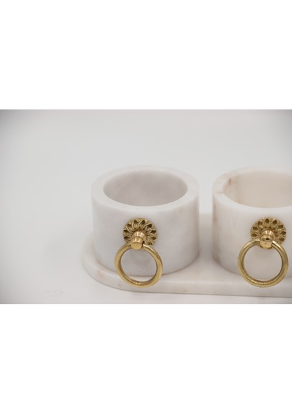 El Yapımı Mermer Taşlı Bronz Desenli Mumluk fırsatları