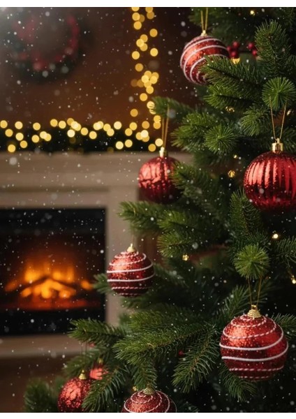 Kırmızı Beyaz Klasik Desenli Parlak Yılbaşı Balonları (3 Adet 8 cm ) fiyatları