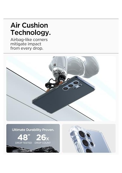 S25 Ultra Ince Kılıf Crystal Sararma Karşıtı Duraclear™ Hava Kanalı Teknolojisi™ Askeri Sınıf Koruma Space Crystal Şeffaf Kapak - ACS08949 modelleri