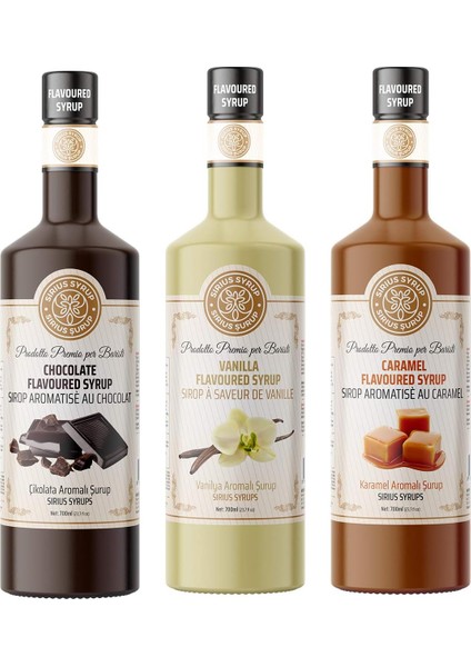 Sirius Premium Çikolata, Karamel, Vanilya Aromalı Şurup 3&apos;lü Set (3X700 Ml) fiyatları