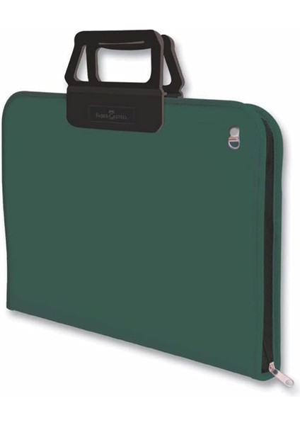 Proje Çantası Koyu Yeşil, 38X55 Cm, Askılı Taşıma, Kalemlikli, Sert Kapaklı, El Yormayan Ergonomik Kulp