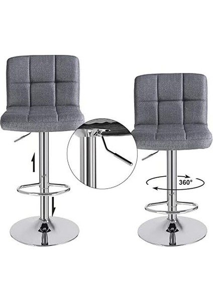 Arkalıklı Bar Taburesi Yüksekliği Ayarlanabilir Gri 44,5 x 38 x 115 cm modelleri