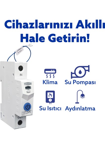 Akıllı Voltaj ve Akım Koruma Rölesi, Sıcaklık Korumalı Wifi Smartlife Tuya 63A - Tek Kutup modelleri