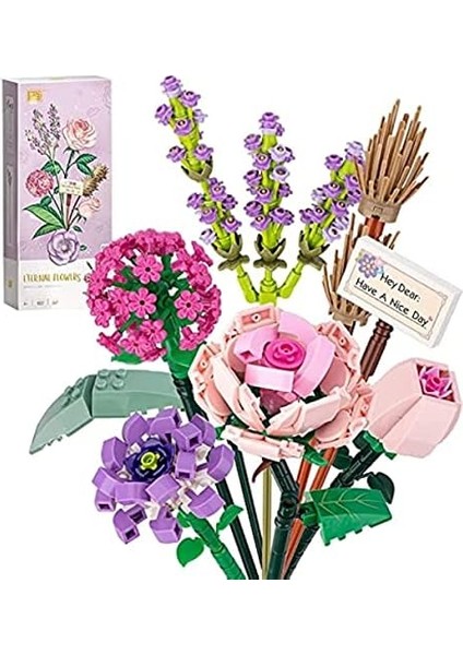 Çiçek Yapı Seti, Yapay Gül Çiçekleri Yapı Taşları, Kendin Yap Benzersiz Dekorasyon Ev, Botanik (547 Adet (Lavanta/gül/ortanca/kamelya)) modelleri