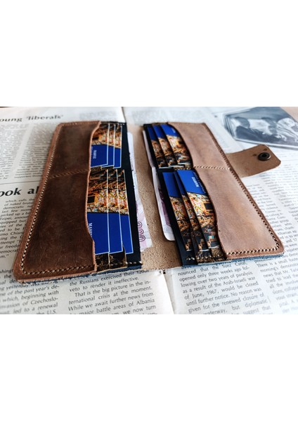 Kesimden Dikime Tamamen El Emeği Gerçek Deri Cüzdan 12 Kart 2 Bölme Alanı (19.4cm*8,5cm) Nul6 indirimleri