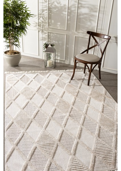 Rio Iskandinav Salon Halısı Mutfak Halısı Yolluk Bukle Dokuma Halı Tozumaz Açık Bej Somon Dekoratif Halı Rıo-02 modelleri