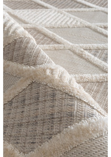 Rio Iskandinav Salon Halısı Mutfak Halısı Yolluk Bukle Dokuma Halı Tozumaz Açık Bej Somon Dekoratif Halı Rıo-02 fiyatları