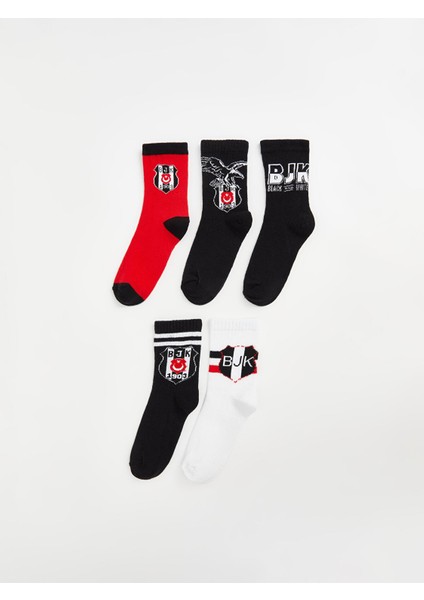 Yeni Sezon Beşiktaş Desenli Erkek Çocuk Soket Çorap 5'li