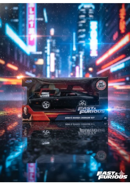 Toys Fast & Furious | Dom's Dodge Charger R/t | Die-Cast Metal Model Araba (1:32) | Ikonik Koleksiyonluk Araç