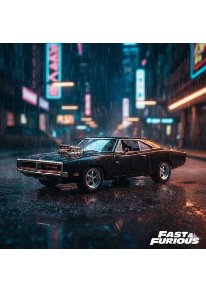 Toys Fast & Furious | Dom's Dodge Charger R/t | Die-Cast Metal Model Araba (1:32) | Ikonik Koleksiyonluk Araç modelleri