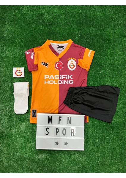 Kişiye Özel Isim ve Numara Yazılır/galatâsarây. Sarı Kırmızı Iç Saha Çocuk Forma Şort Bileklik Çorap
