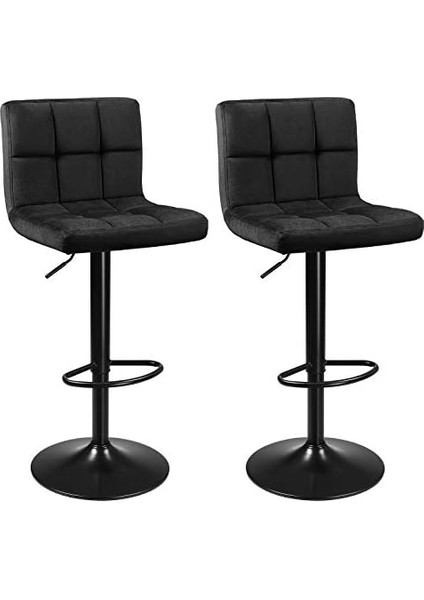 2li Set Kadife Bar Tabureleri, Yüksekliği Ayarlanabilir Döner Tabureler, Mutfak, Sırtlık ve Ayaklık, Metal, Siyah LJB014B01 fiyatları