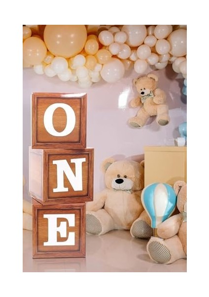 Gitti One Yazılı Kutu ve Balon Seti - 1 Yaş Doğum Günü Kutlama (Ahşap) modelleri