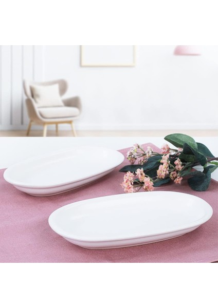 Keramika Mat Beyaz Hitit Kayık Tabak 2 Adet 19 cm