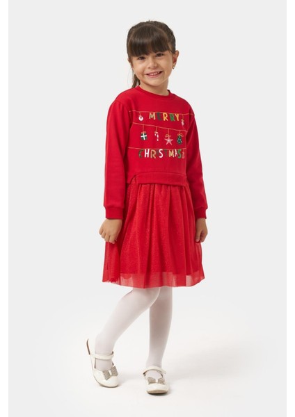 Kız Çocuk Merry Simli Kız Yılbaşı Elbisesi NBK-24905
