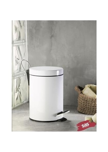 Haus Tuvalet Balkon Mutfak, Beyaz Renkli Pedallı Metal Çöp Kovası 3 Litre modelleri