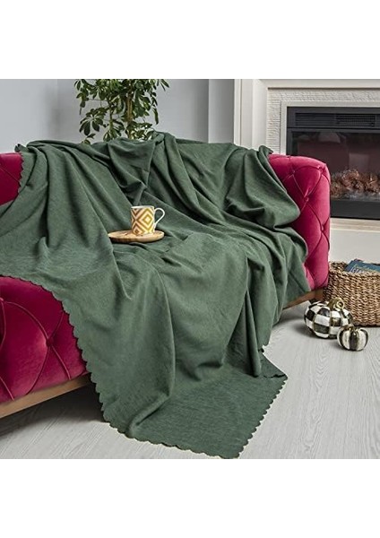 Concept Koltuk Örtüsü Şönil Kaymaz Çift Taraflı Çekyat Örtüsü Koltuk Şalı 175X215 - Yeşil modelleri