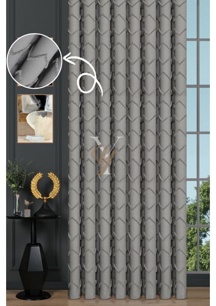 Jakar Kesme Fon Perde Ezgi V-6014 Gri