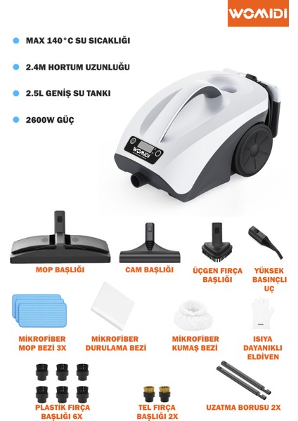 Çok Fonksiyonlu Buharlı Temizleyici 30SN Hızlı Isınma Kullanım Esnasında Su İlaveli Buharlı Temizleyici fiyatları