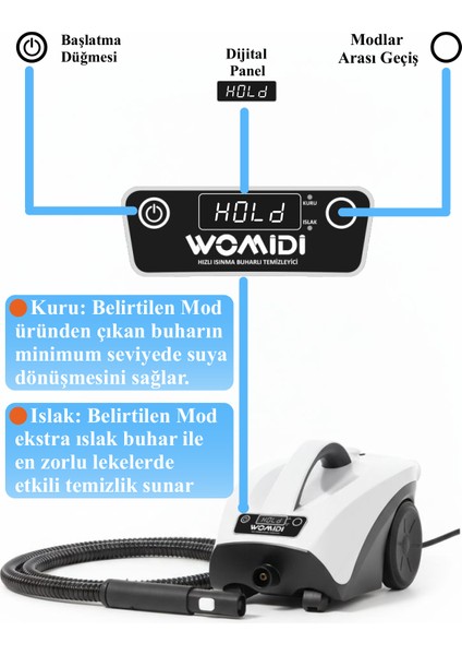 Çok Fonksiyonlu Buharlı Temizleyici 30SN Hızlı Isınma Kullanım Esnasında Su İlaveli Buharlı Temizleyici modelleri