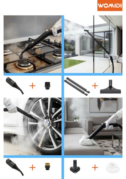 Çok Fonksiyonlu Buharlı Temizleyici 30SN Hızlı Isınma Kullanım Esnasında Su İlaveli Buharlı Temizleyici