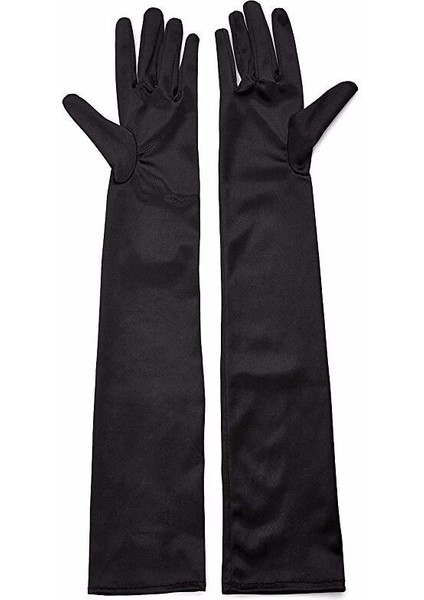 Siyah Renk Likralı Dirseğe Kadar Uzun Kumaş Eldiven 40 cm fırsatları