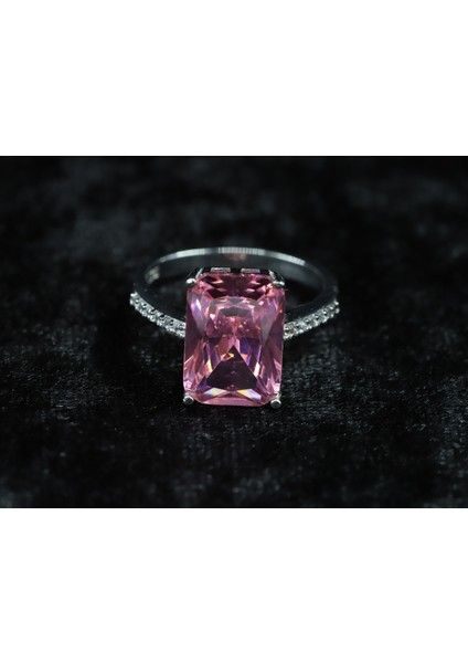 Pembe Baget Taşlı Gümüş Yüzük, Pembe Kuvars Yüzük, Pembe Renkli Baget Taşlı Gümüş Yüzük fırsatları