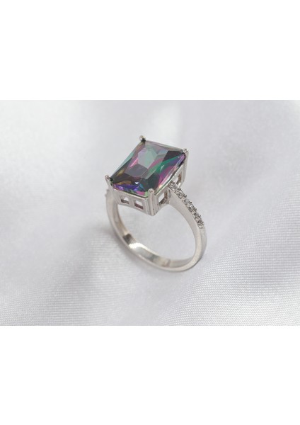 Mystic Topaz Baget Taşlı Gümüş Yüzük, Mystic Topaz Yüzük modelleri