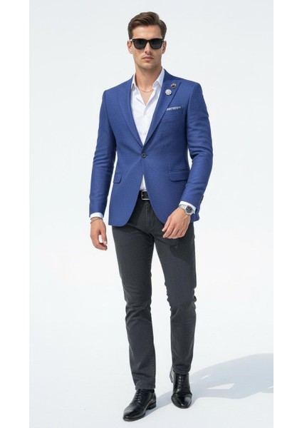Erkek Dokulu Kumaş Slim Fit Blazer Ceket – Şık Modern Kesim Tek Düğmeli modelleri