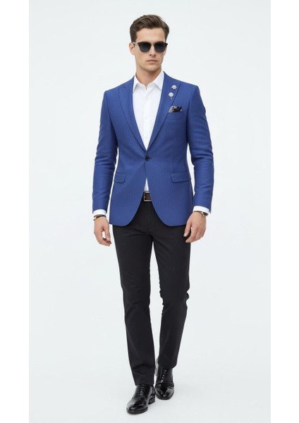 Erkek Dokulu Kumaş Slim Fit Blazer Ceket – Şık Modern Kesim Tek Düğmeli fırsatları