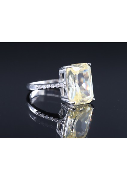 Sarı Baget Taşlı Gümüş Yüzük, Sarı Renkli Yüzük fiyatları