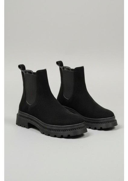 Kadın Kalın Taban Streç Elastik Yan Bantlı Süet Chealsea Bot fiyatları