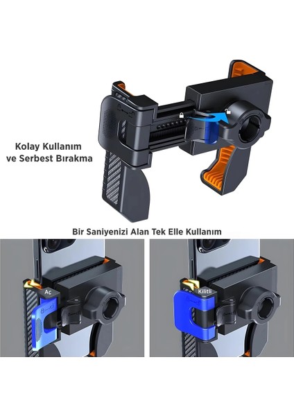 Gidon Bağlantılı Bisiklet Motosiklet Için Esnek Abs 4-7.8″ Inç Telefon Tutucu 360° Dönebilen Tasarım