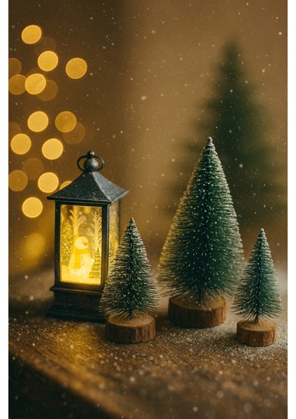 Yılbaşı Dekoru 3'lü Mini Çam Ağacı Seti & LED Işıklı Yılbaşı Kardan Adam Feneri Yılbaşı Süsleme fiyatları