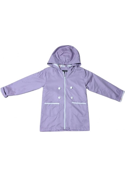 Düğme Detaylı Kız Trençkot