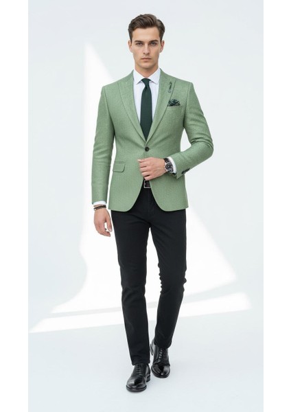 Erkek Dokulu Kumaş Slim Fit Blazer Ceket – Şık Modern Kesim Tek Düğmeli fiyatları