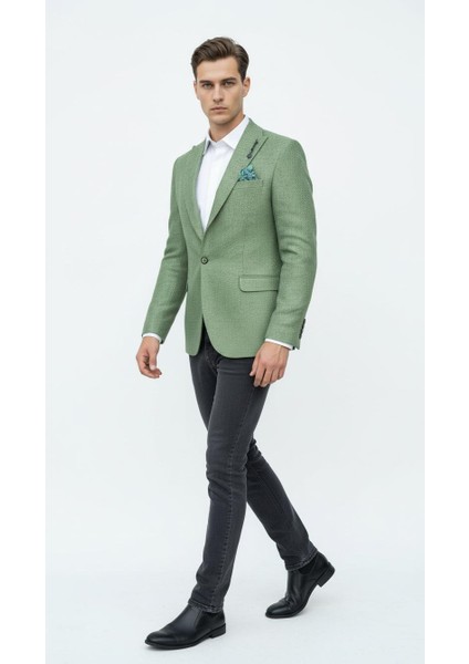 Erkek Dokulu Kumaş Slim Fit Blazer Ceket – Şık Modern Kesim Tek Düğmeli indirimleri